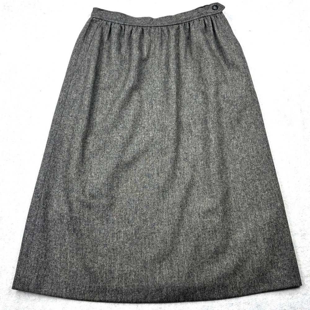 Vintage Evan Picone Skirt Womens 14 29 Waist Grey Wool Pleated Midi A-Line ILGWU